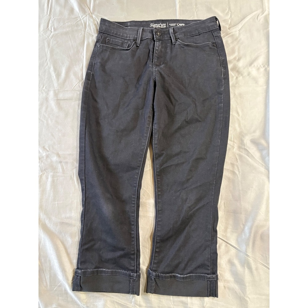 Signature by Levi Strauss & Co Womens Modern Capri Black Jeans Cuffed Size 10